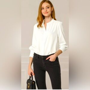 Philosophy White Long Sleeve Buttoned Blouse